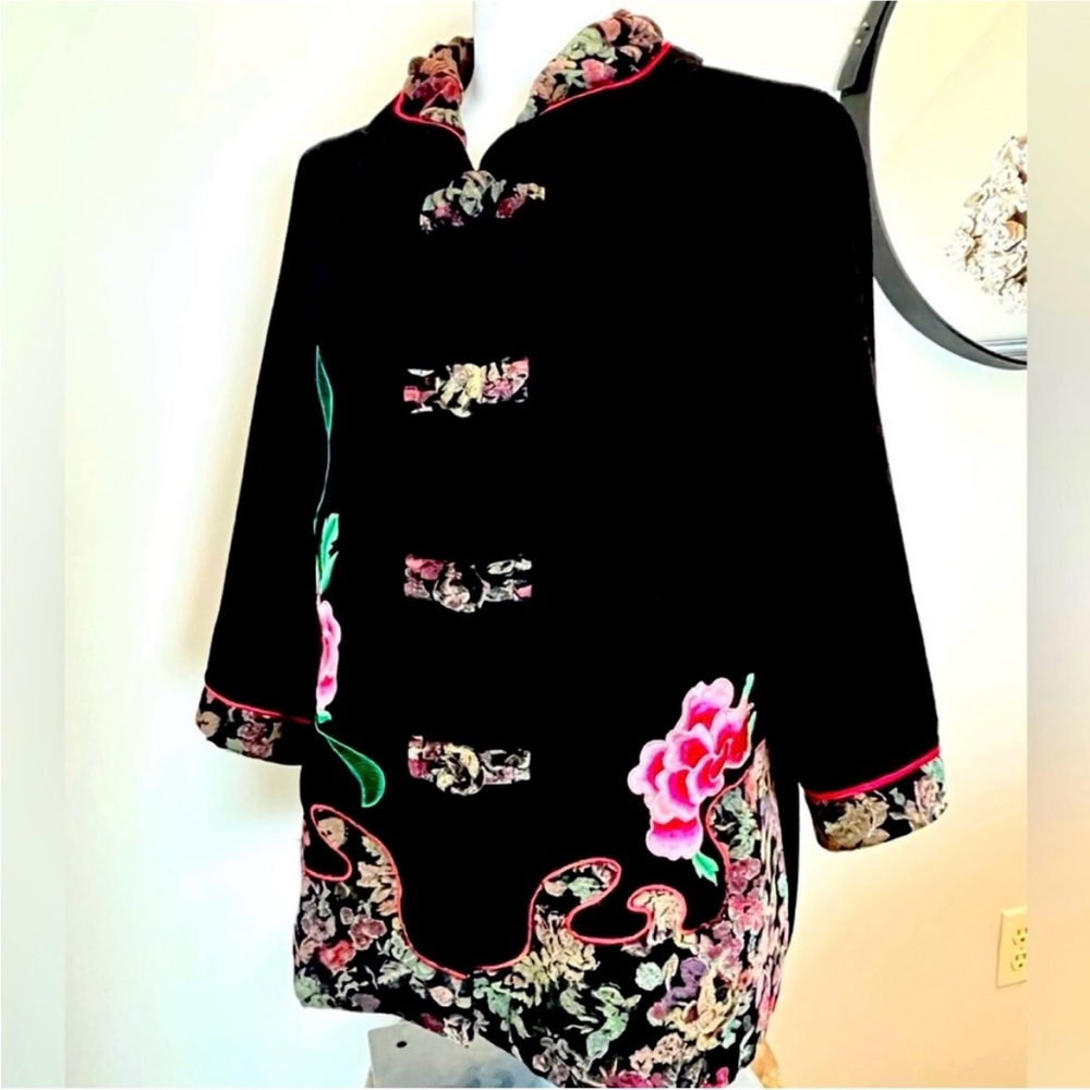 Vintage Chinese Velvet Velour Evening Coat